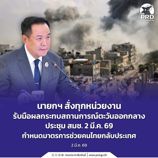 นายกฯ สั่งทุกหน่วยงานรับมือผลกระทบสถานการณ์ตะวันออกกลาง