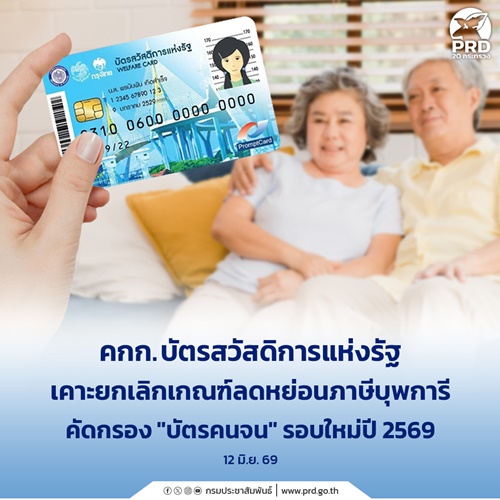 คกก.บัตรสวัสดิการแห่งรัฐ เคาะยกเลิกเกณฑ์ลดหย่อนภาษีบุพการี