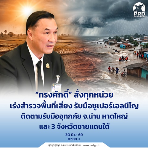 ทรงศักดิ์ สั่งทุกหน่วย เร่งสำรวจพื้นที่เสี่ยง รับมือซูเปอร์เอลนีโญ