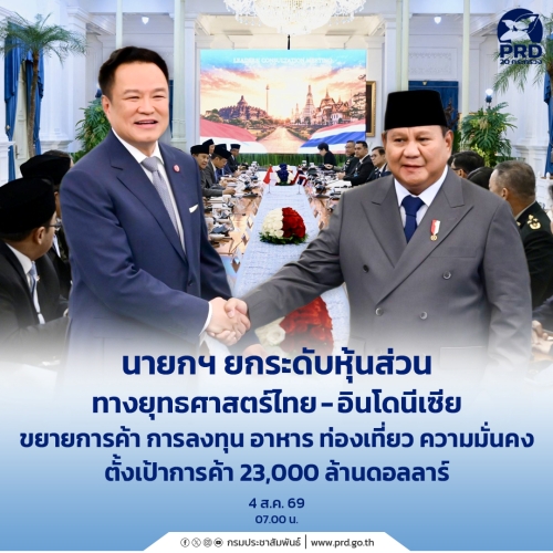 นายกฯ ยกระดับหุ้นส่วนทางยุทธศาสตร์ไทย-อินโดนีเซีย