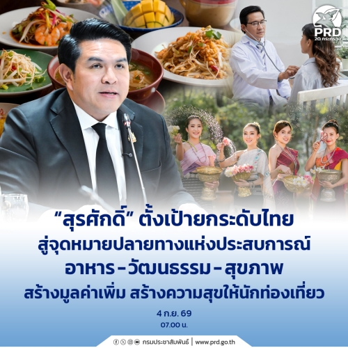 สุรศักดิ์ ตั้งเป้ายกระดับไทยสู่จุดหมายปลายทางแห่งประสบการณ์ อาหาร-วัฒนธรรม-สุขภาพ