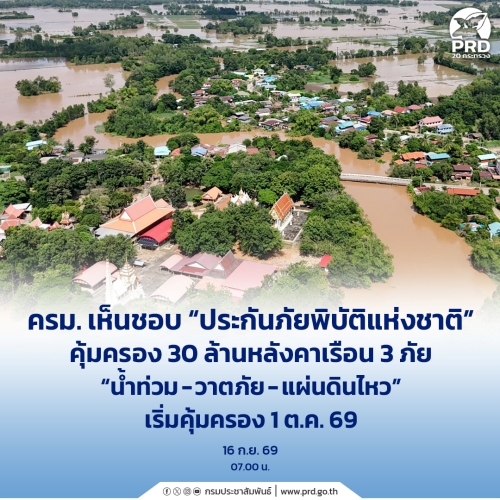 ครม. เห็นชอบ &ldquo;ประกันภัยพิบัติแห่งชาติ&rdquo;